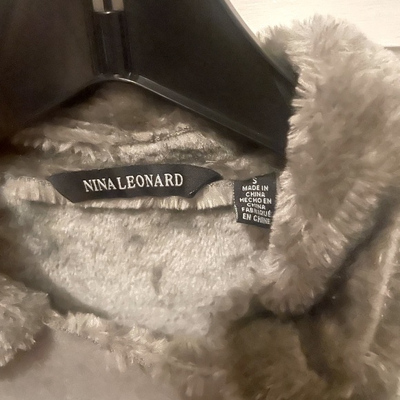 Nina Leonard gray size SM. Aviator Suede fur inside jacket NWOT - Picture 10 of 11